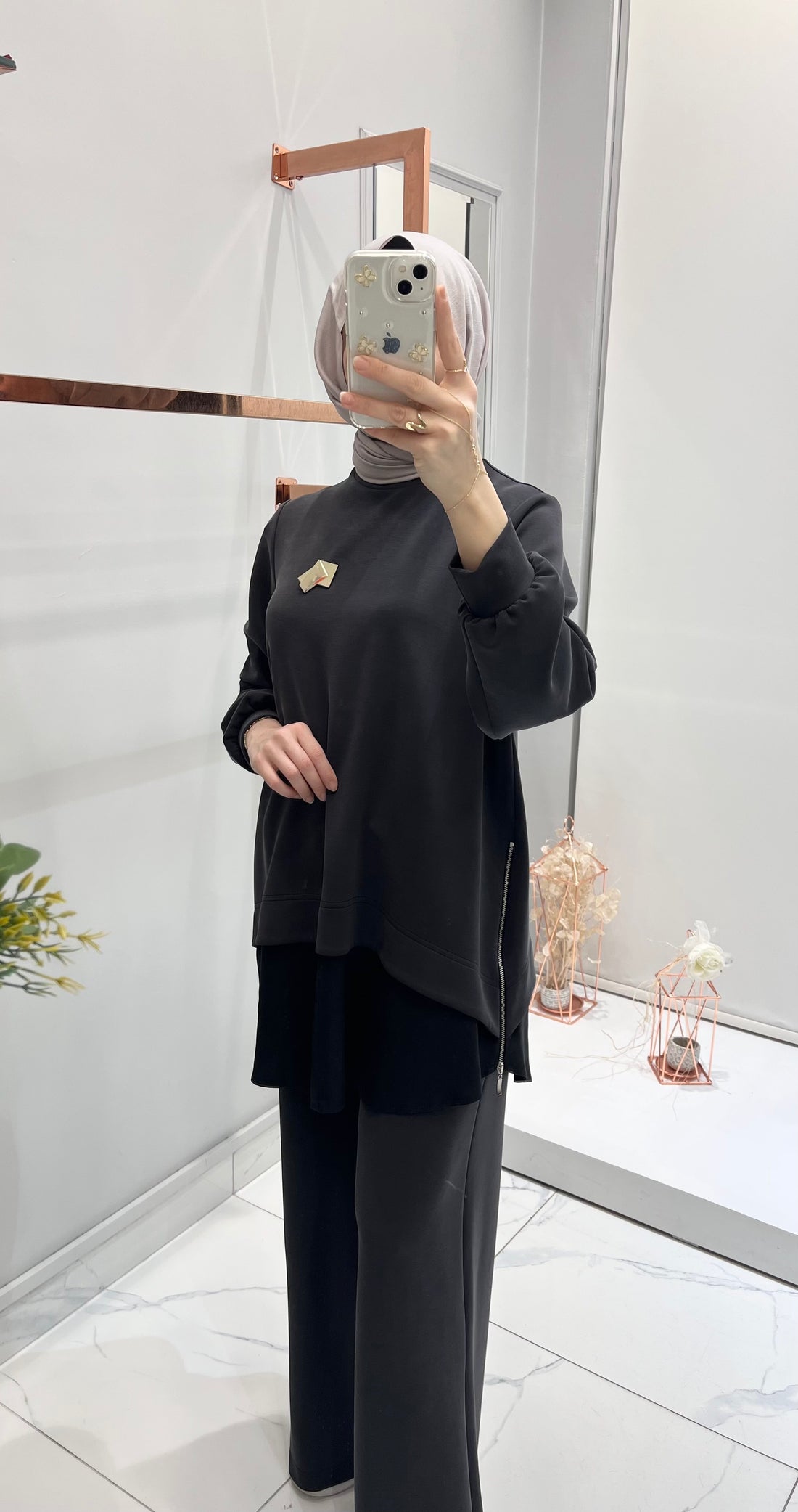 Nurcan Çetin  Yanları Fermuar Detaylı Tunik Pantolon Takım 26471