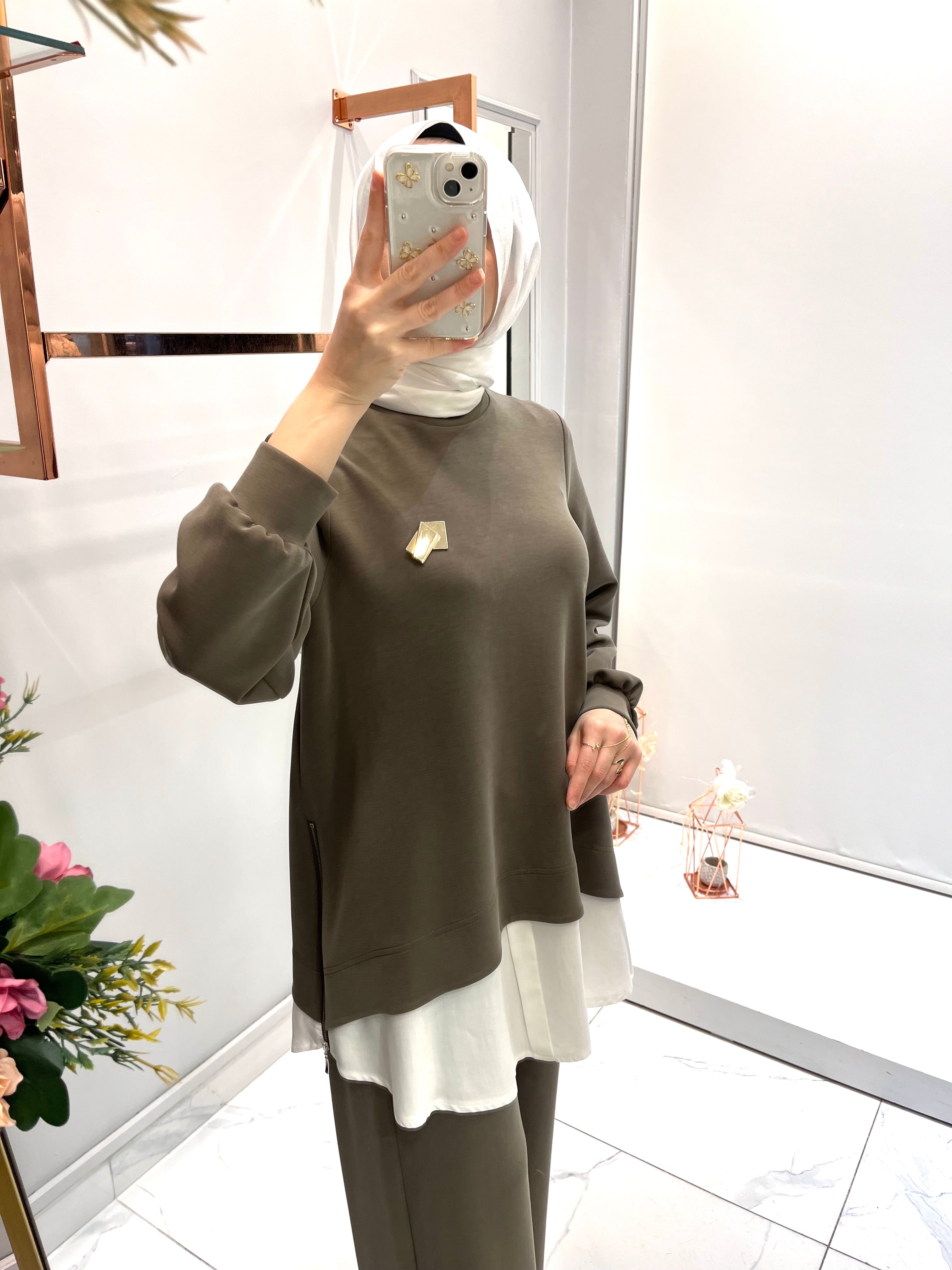 Nurcan Çetin Yanları Fermuar Detaylı Tunik Pantolon Takım 26471