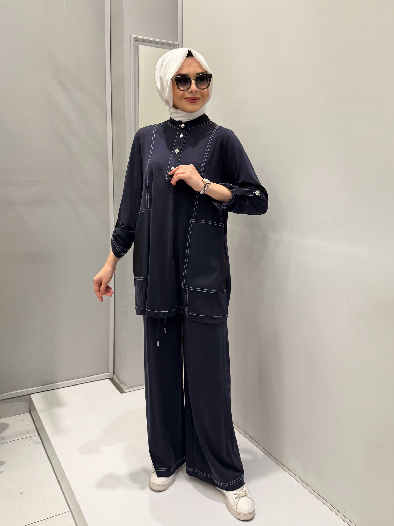 ￼Nurcan Çetin Spor Dikişli Tunik Pantolon Takım