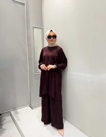 Nurcan Çetin Kare Desenli Tunik Pantolon Takım 10425