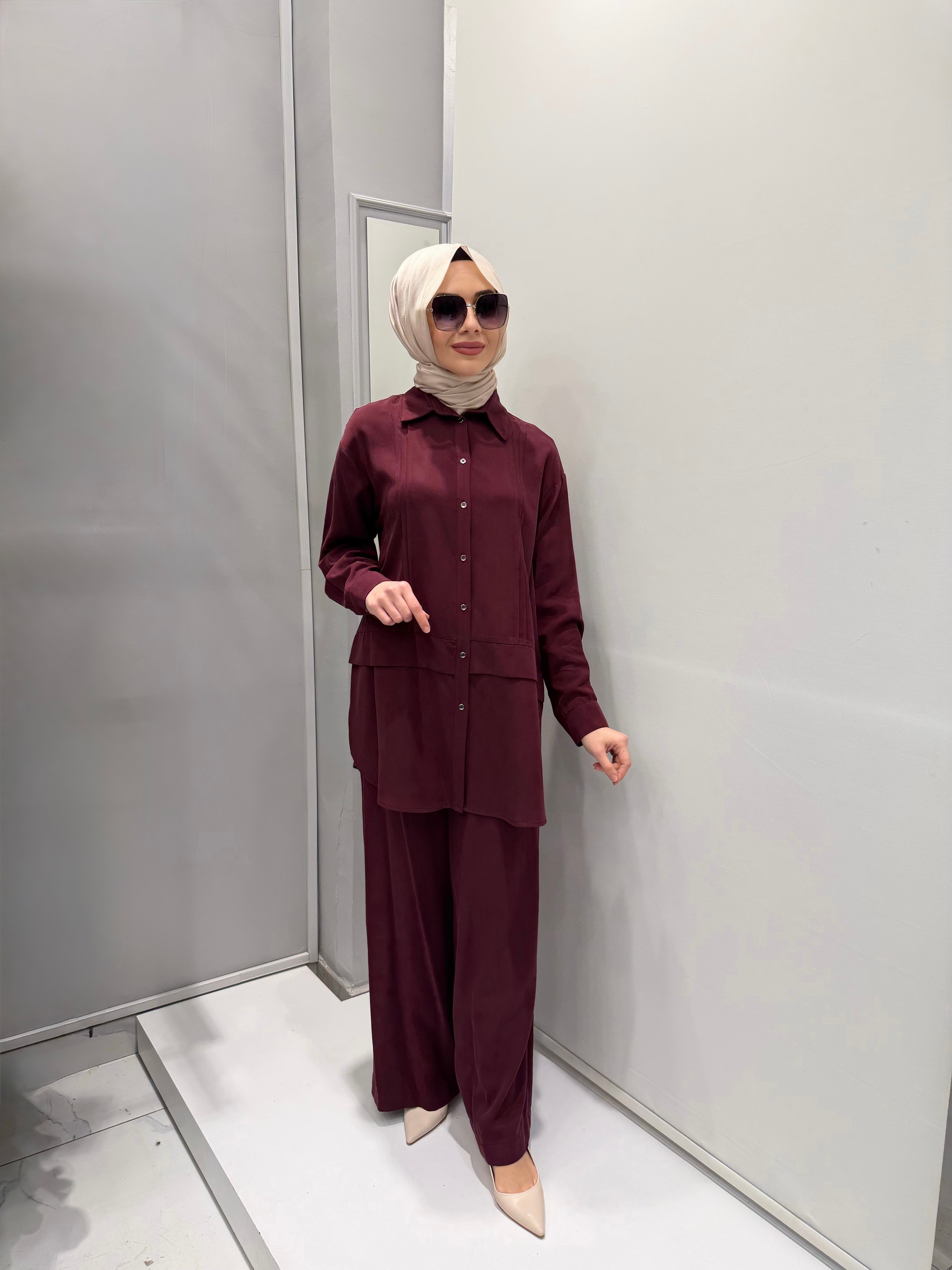 Nurcan Çetin Nervür Detaylı Pantolon Takım 26423