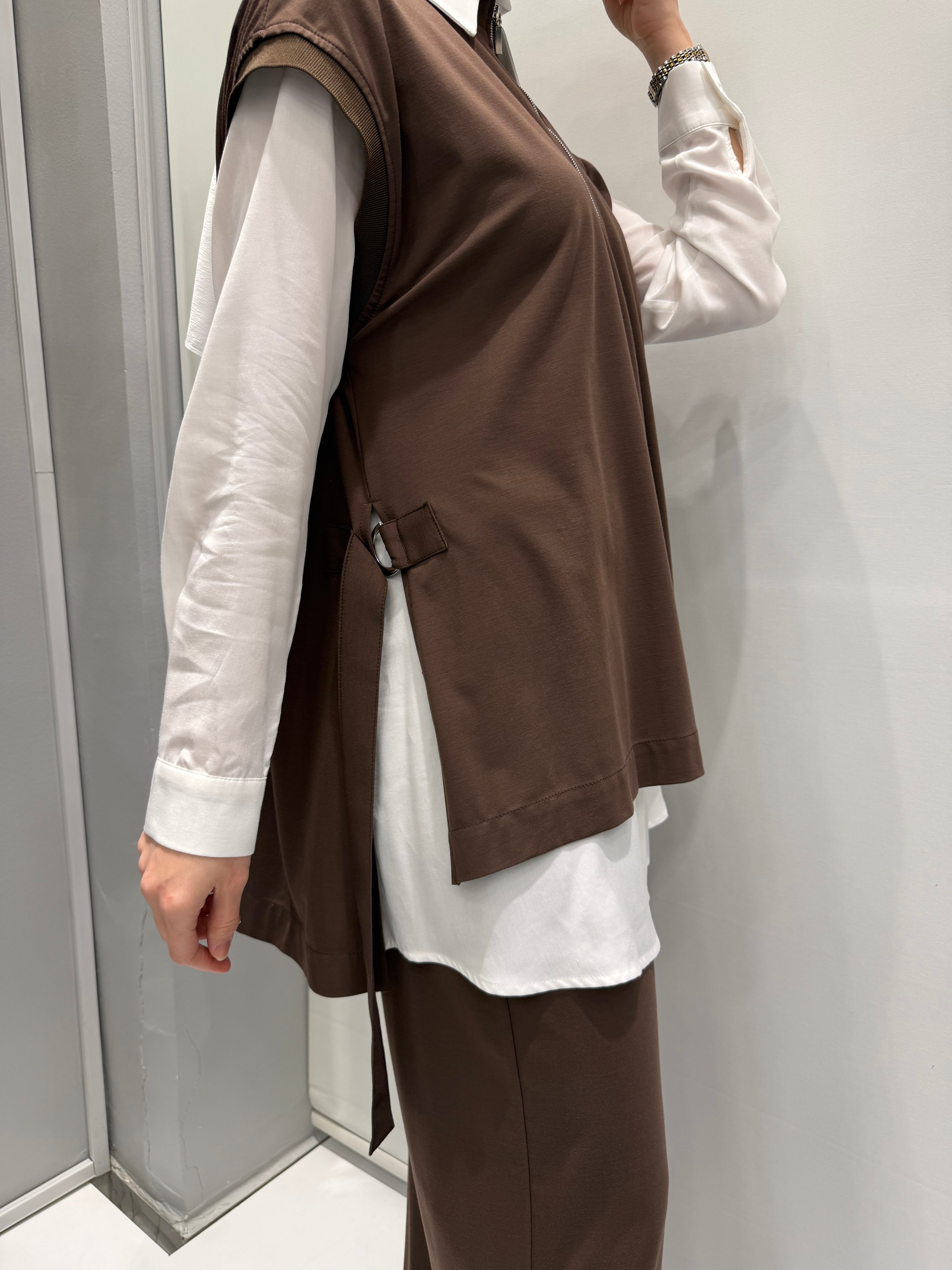 Nurcan Çetin Pantolonlu Takım Kahve