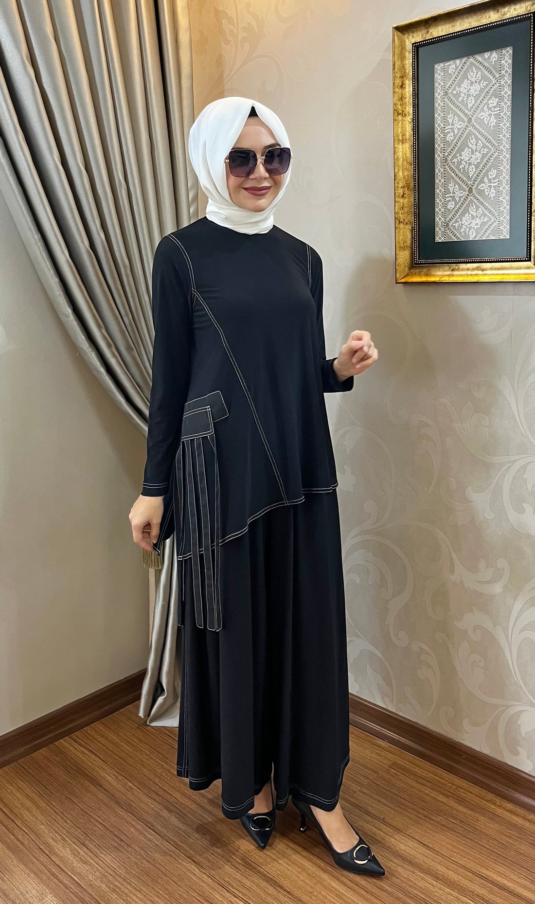 Nurcan Çetin Saçak Detaylı Spor Dikişli Tunik Pantolon Takım