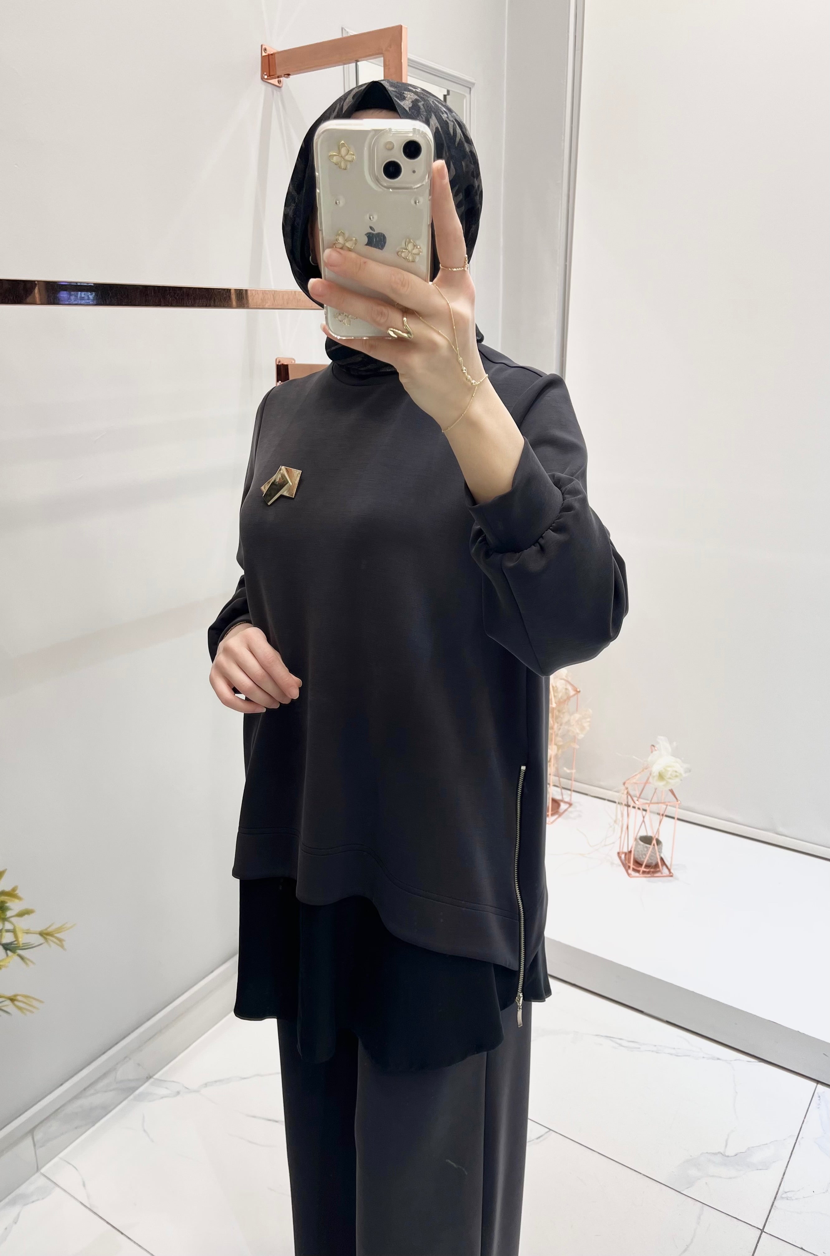 Nurcan Çetin  Yanları Fermuar Detaylı Tunik Pantolon Takım 26471