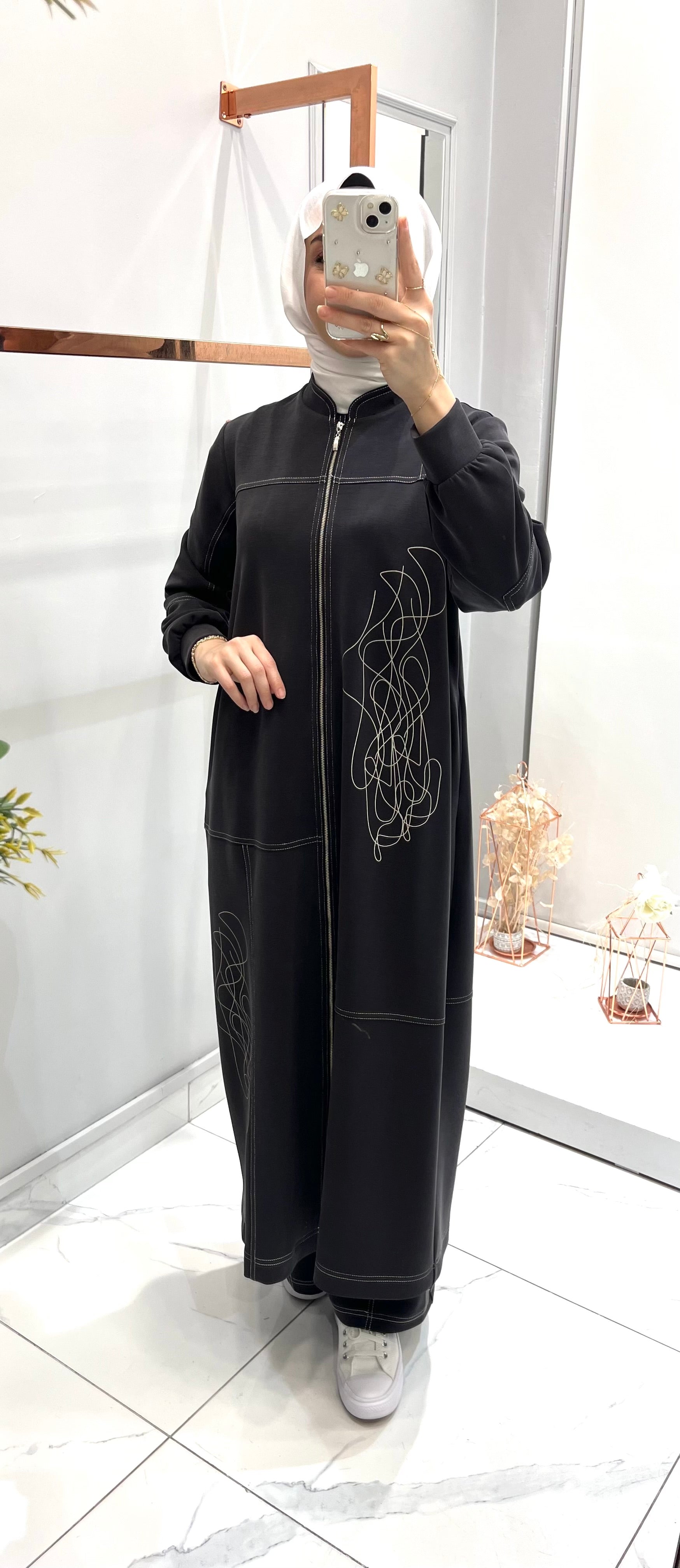 Nurcan Çetin Desenli Spor Dikiş Ferace 26904
