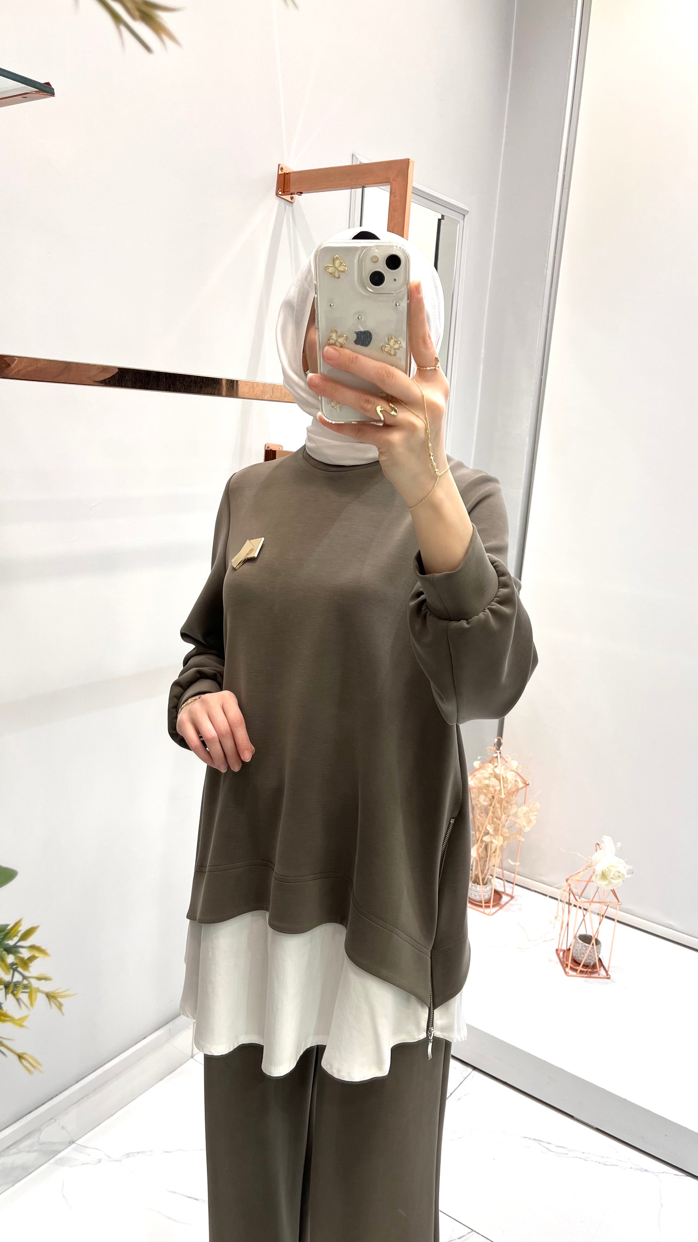 Nurcan Çetin Yanları Fermuar Detaylı Tunik Pantolon Takım 26471