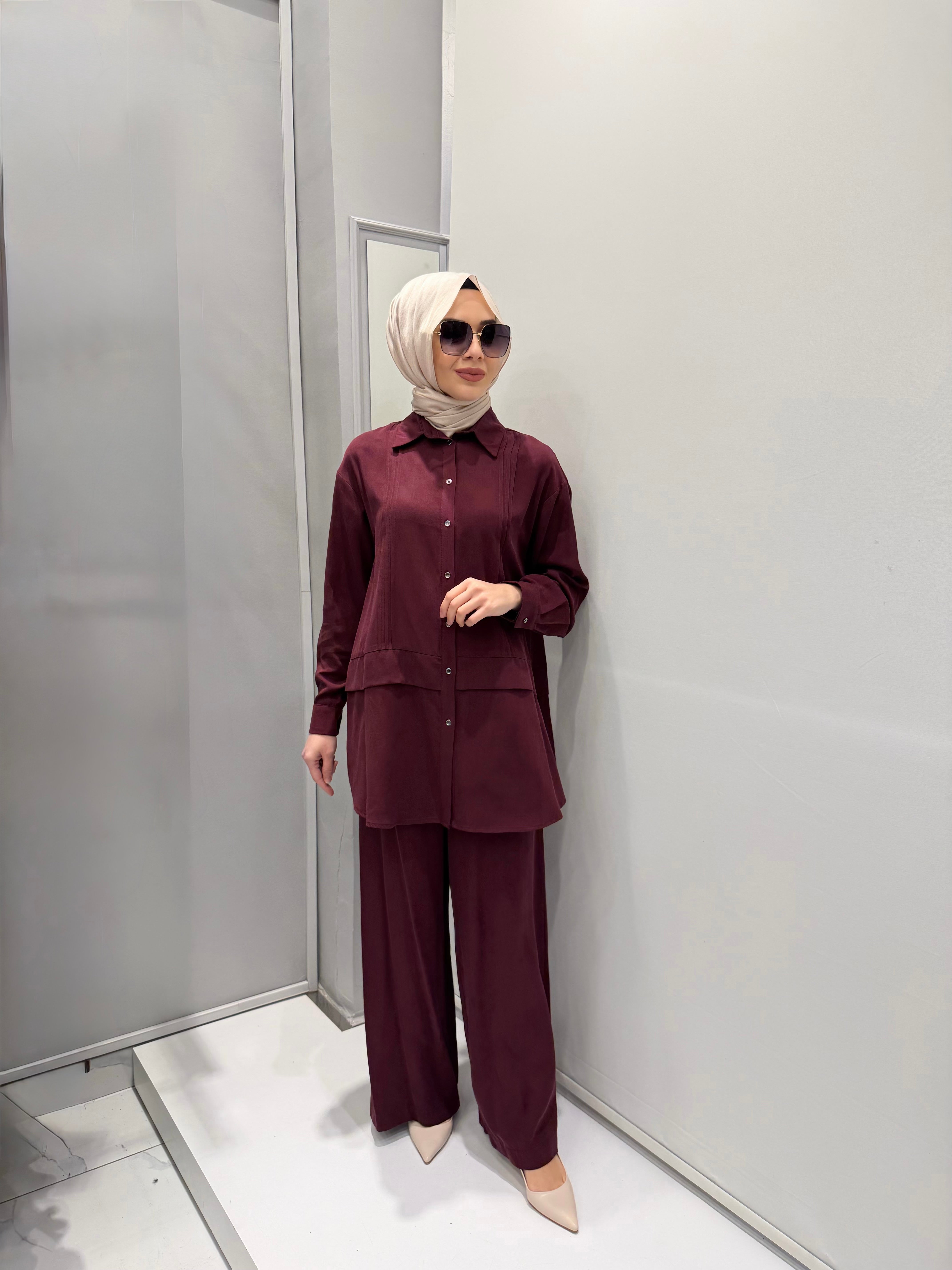 Nurcan Çetin Nervür Detaylı Pantolon Takım 26423