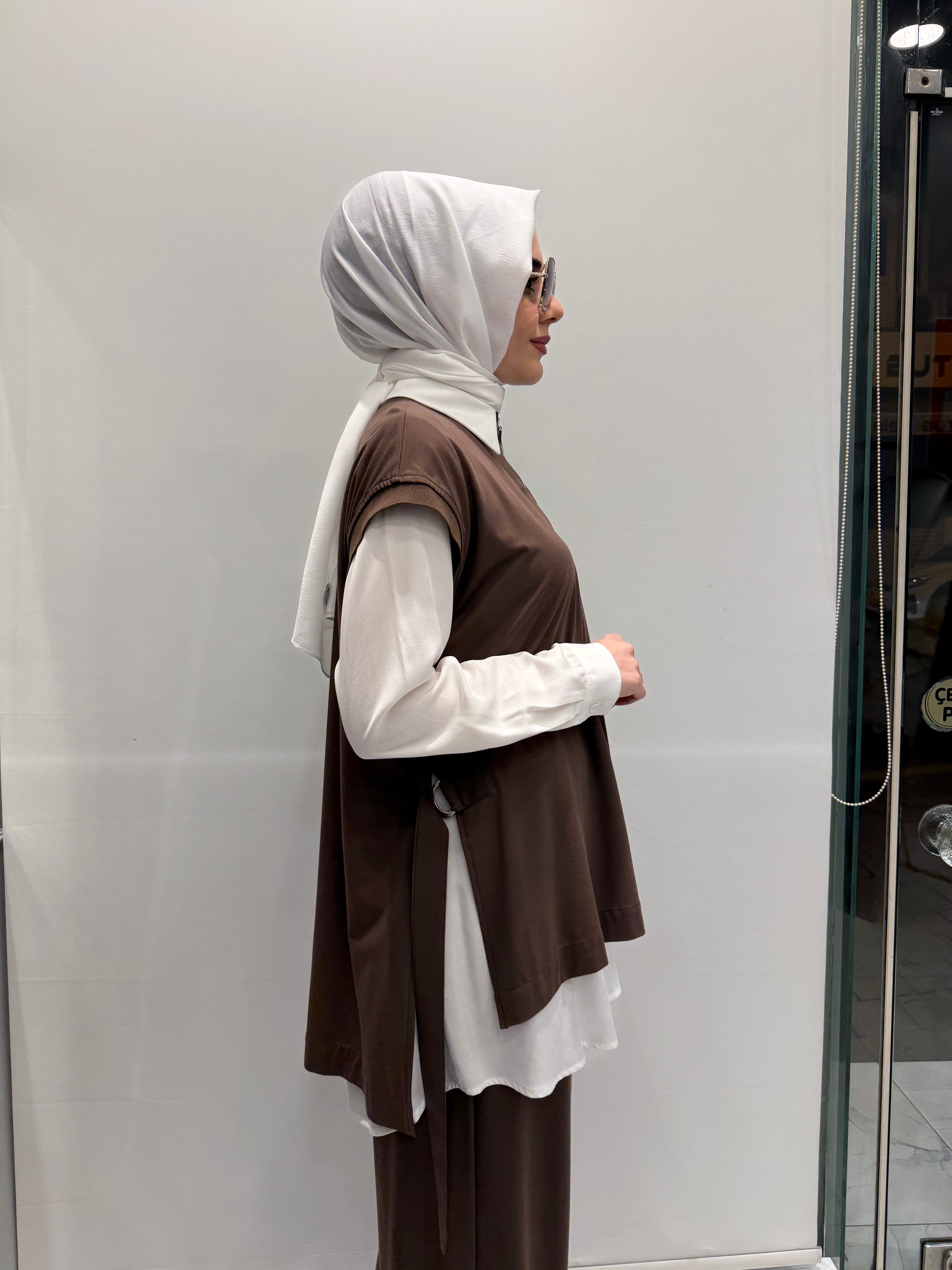 Nurcan Çetin Pantolonlu Takım Kahve