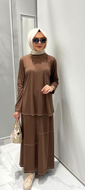 Heddy Eteği Fermuarlı Tunik Etek Takım