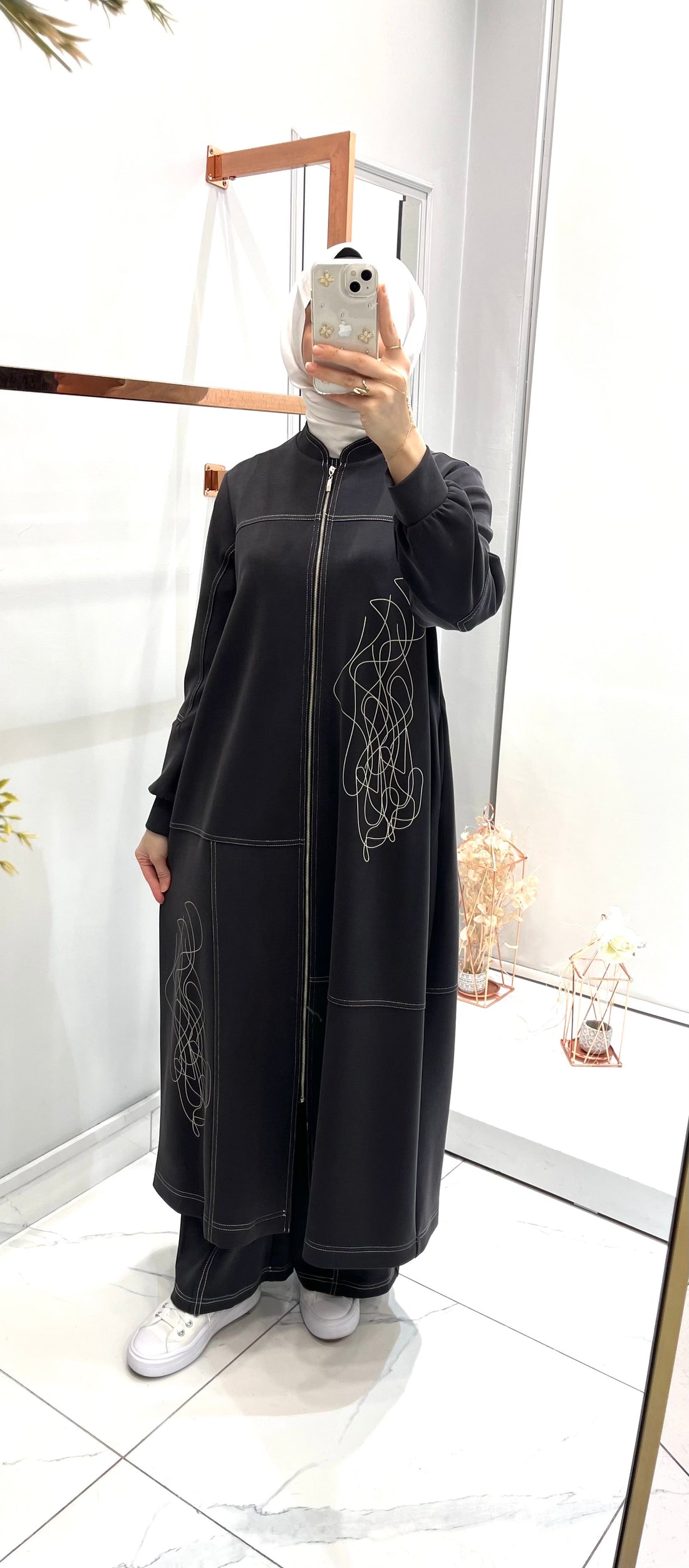 Nurcan Çetin Desenli Spor Dikiş Ferace 26904