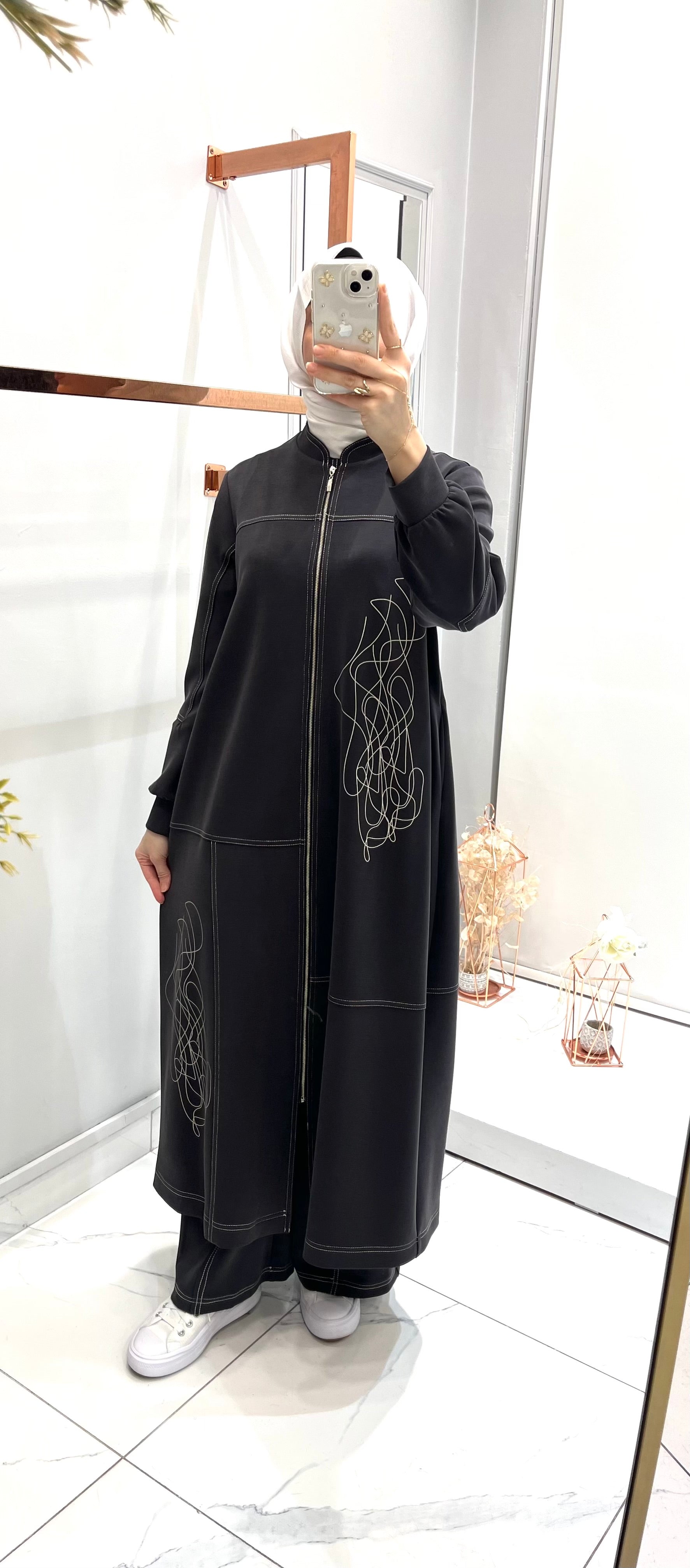 Nurcan Çetin Desenli Spor Dikiş Ferace 26904