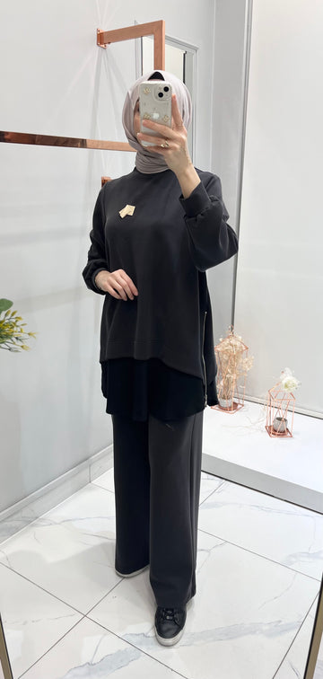 Nurcan Çetin  Yanları Fermuar Detaylı Tunik Pantolon Takım 26471