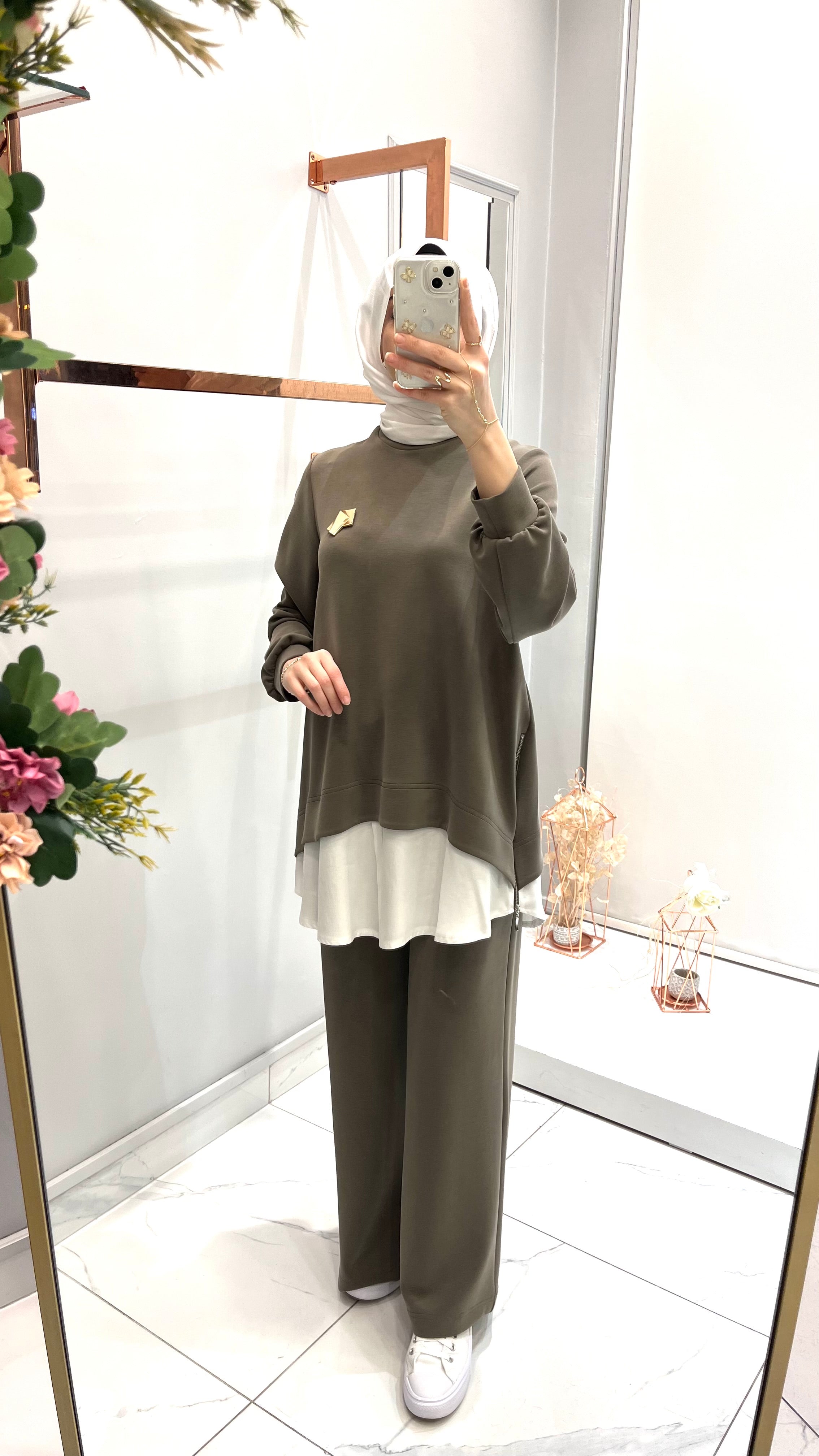 Nurcan Çetin Yanları Fermuar Detaylı Tunik Pantolon Takım 26471