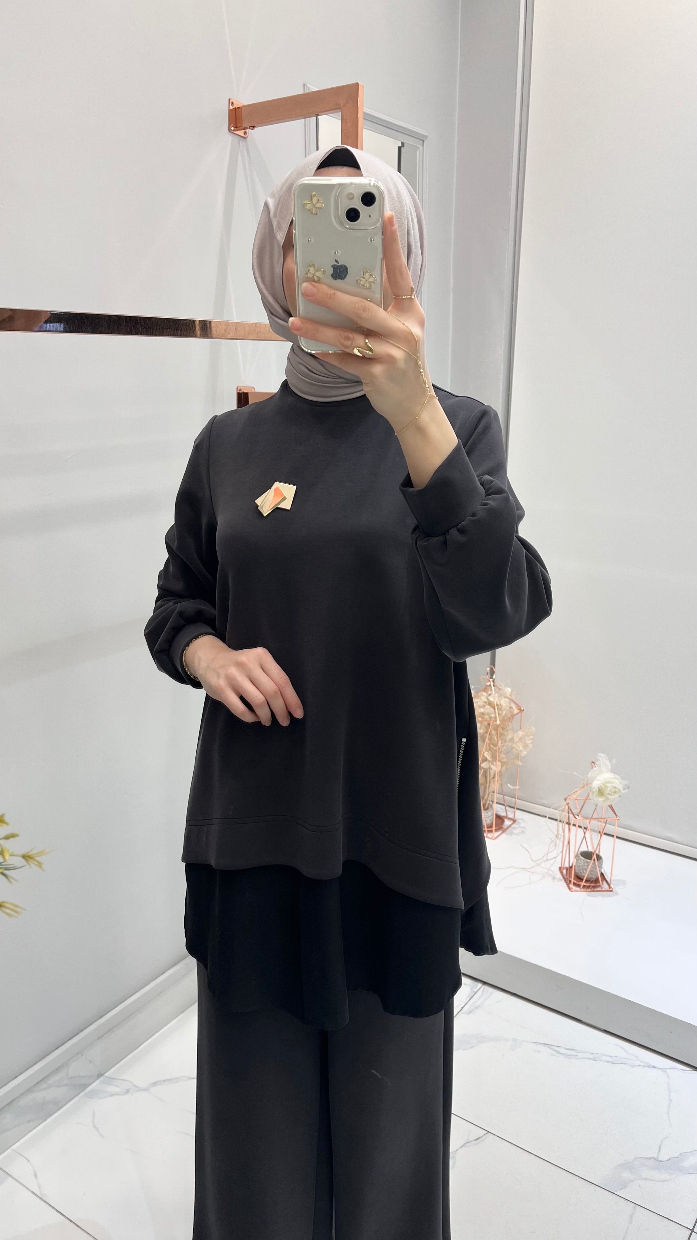 Nurcan Çetin  Yanları Fermuar Detaylı Tunik Pantolon Takım 26471