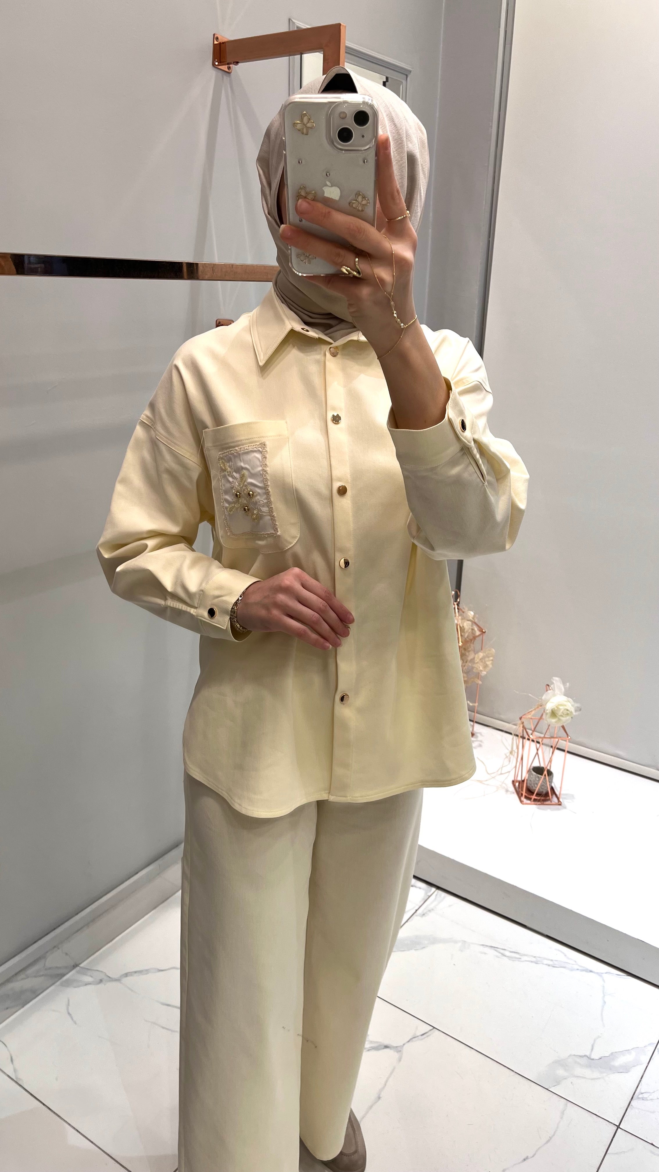 Ceremony cebi çiçek nakış detaylı gömlek 1660
