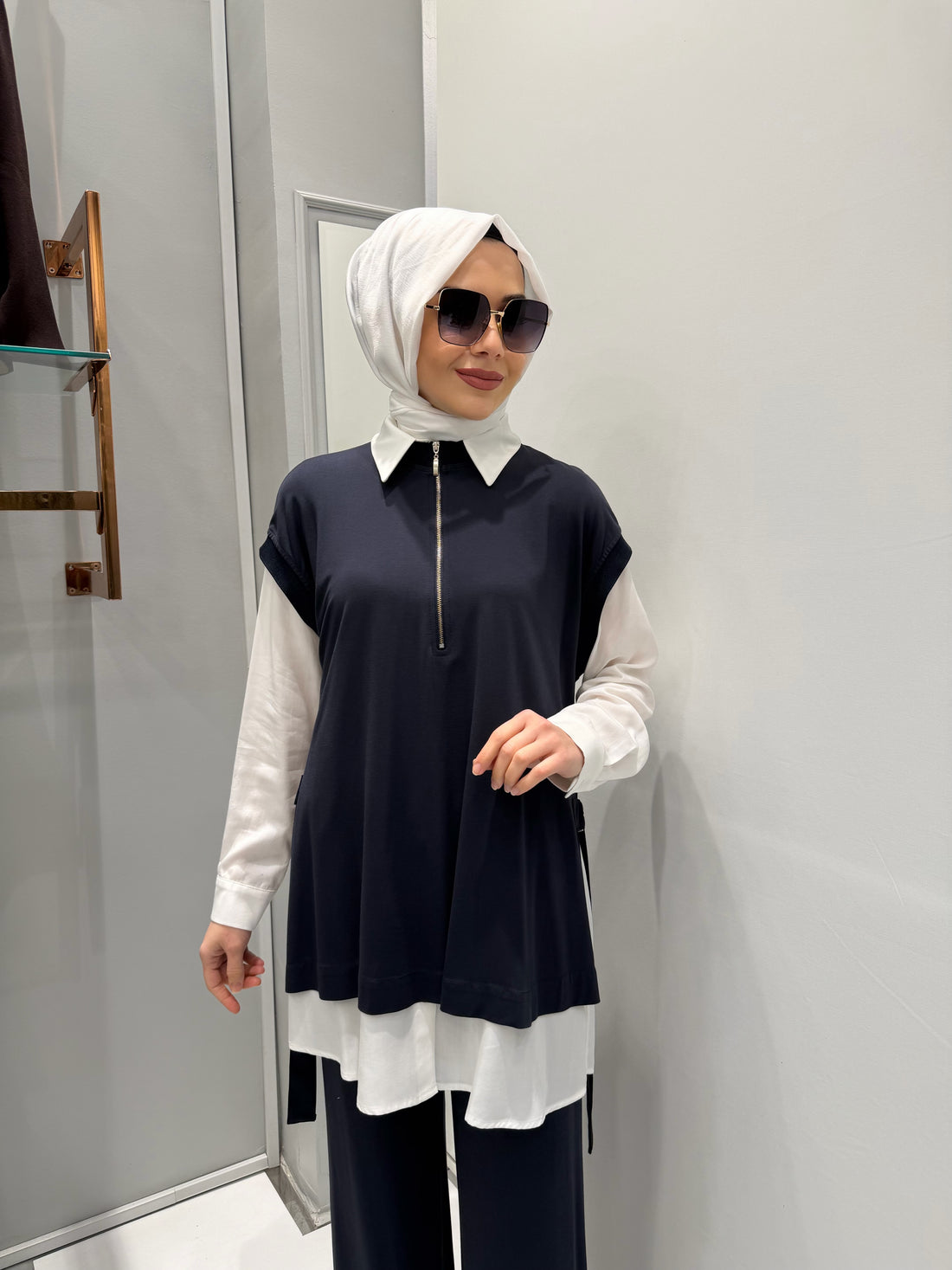 Nurcan Çetin Pantolonlu Takım Lacivert