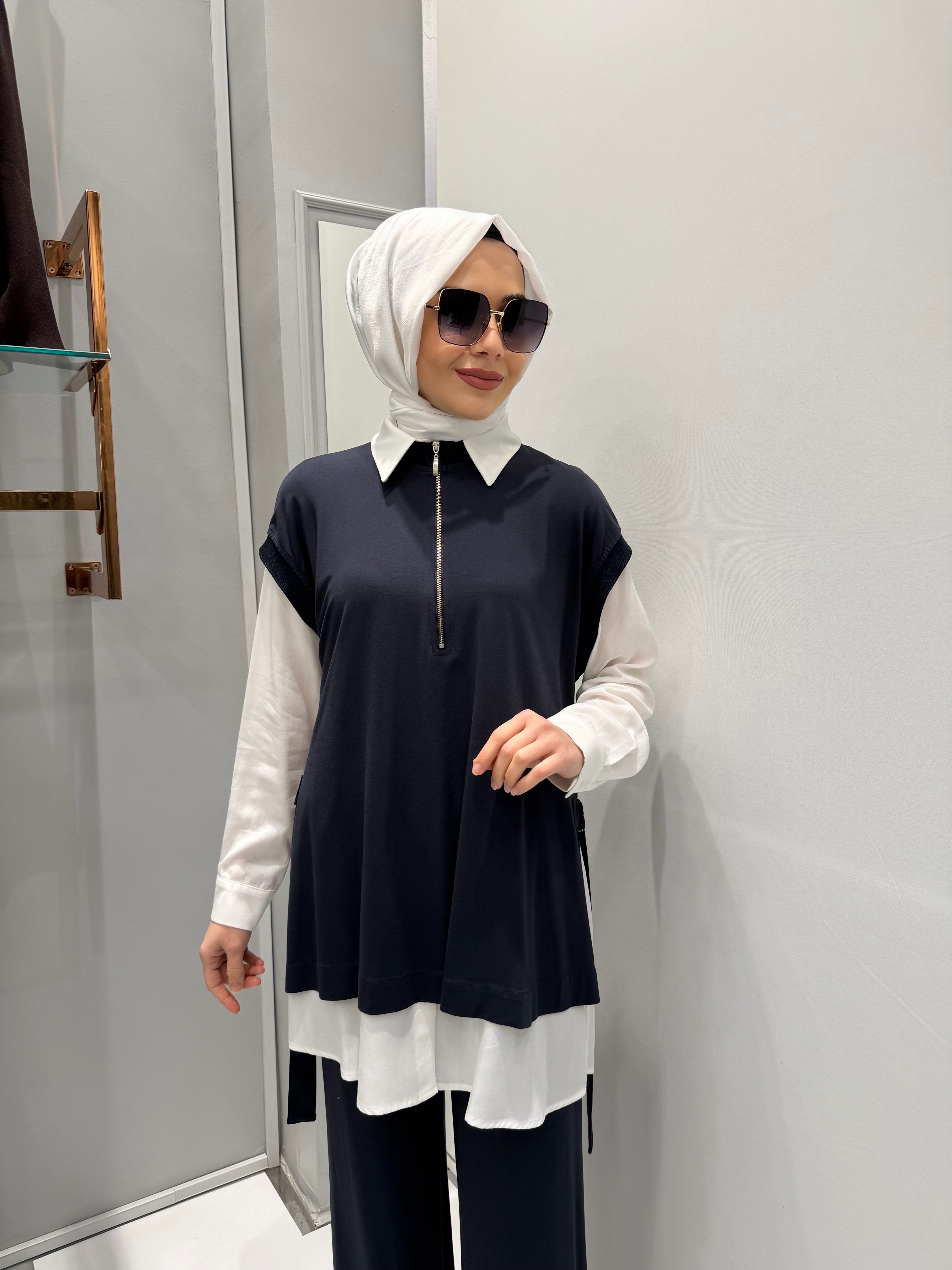 Nurcan Çetin Pantolonlu Takım Lacivert