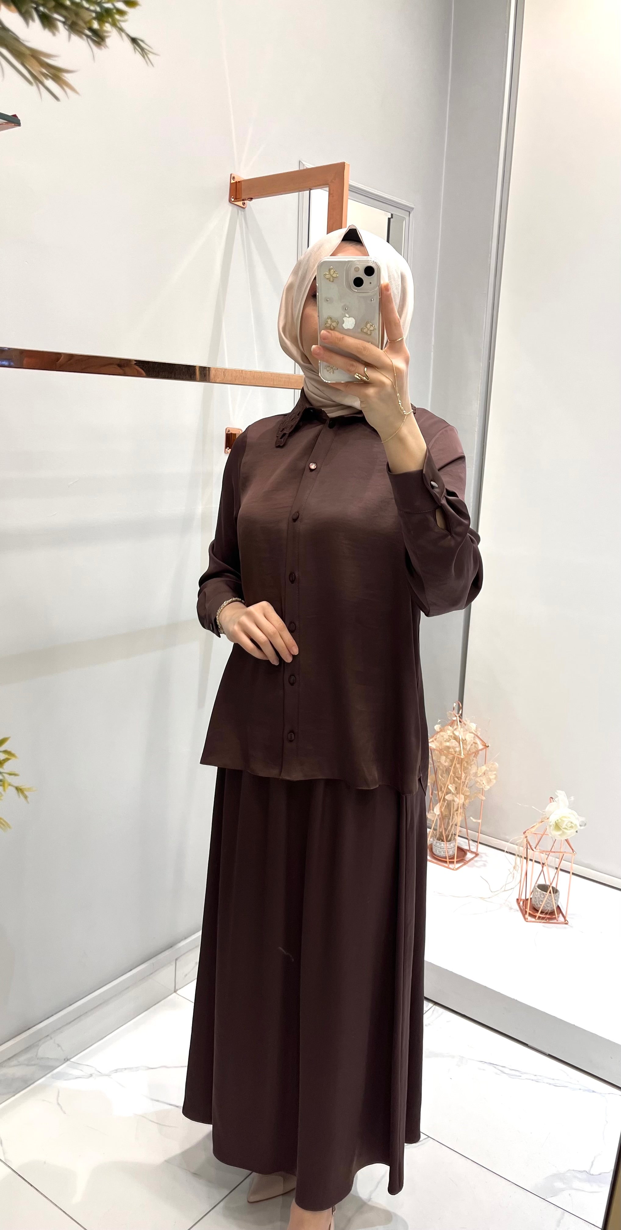 Nurcan Çetin Yakası lazer kesim Etekli Takım 26454