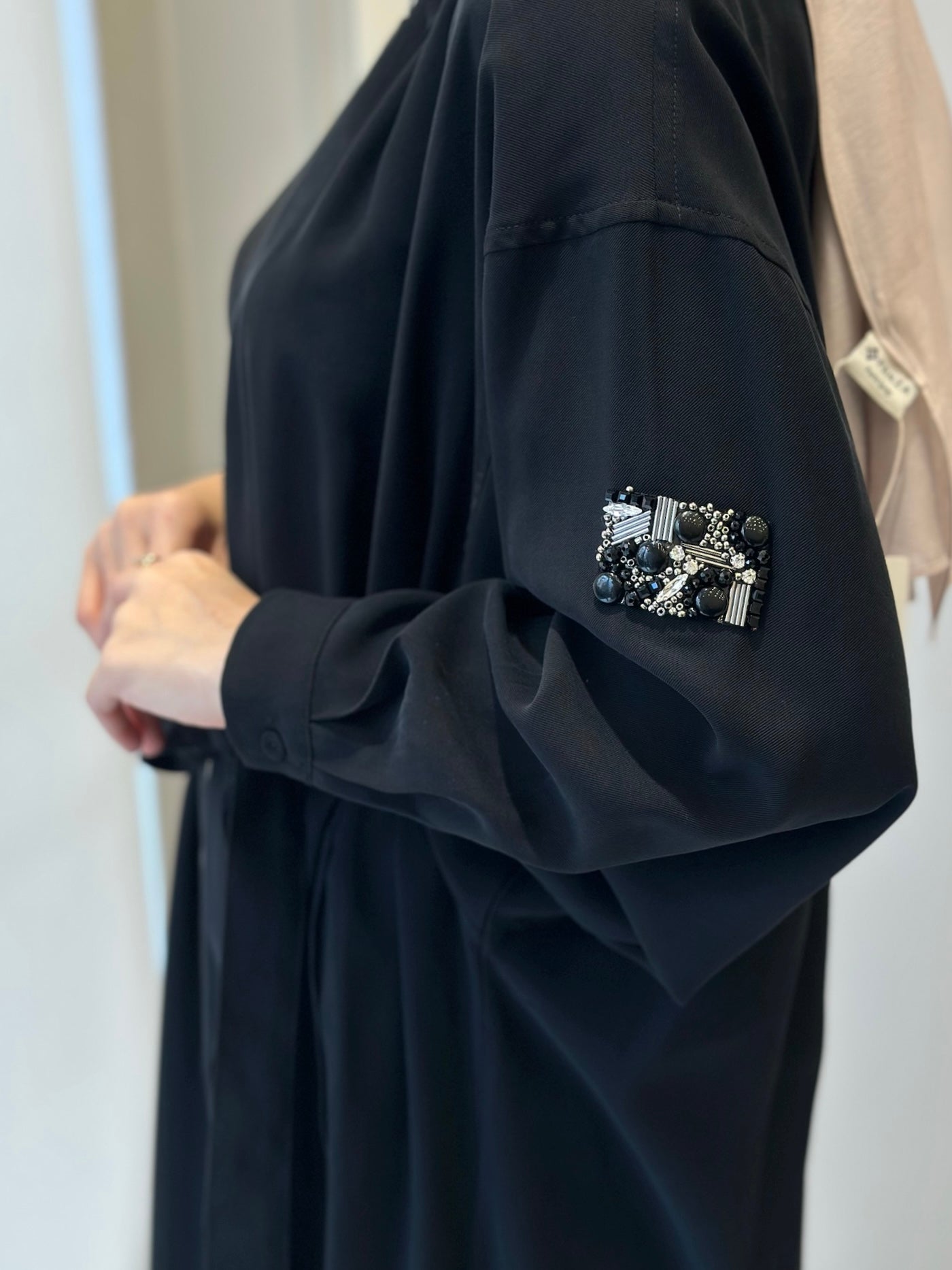 Ceremony Önden Fermuarlı Taş Detaylı İçten Kemerli Kap