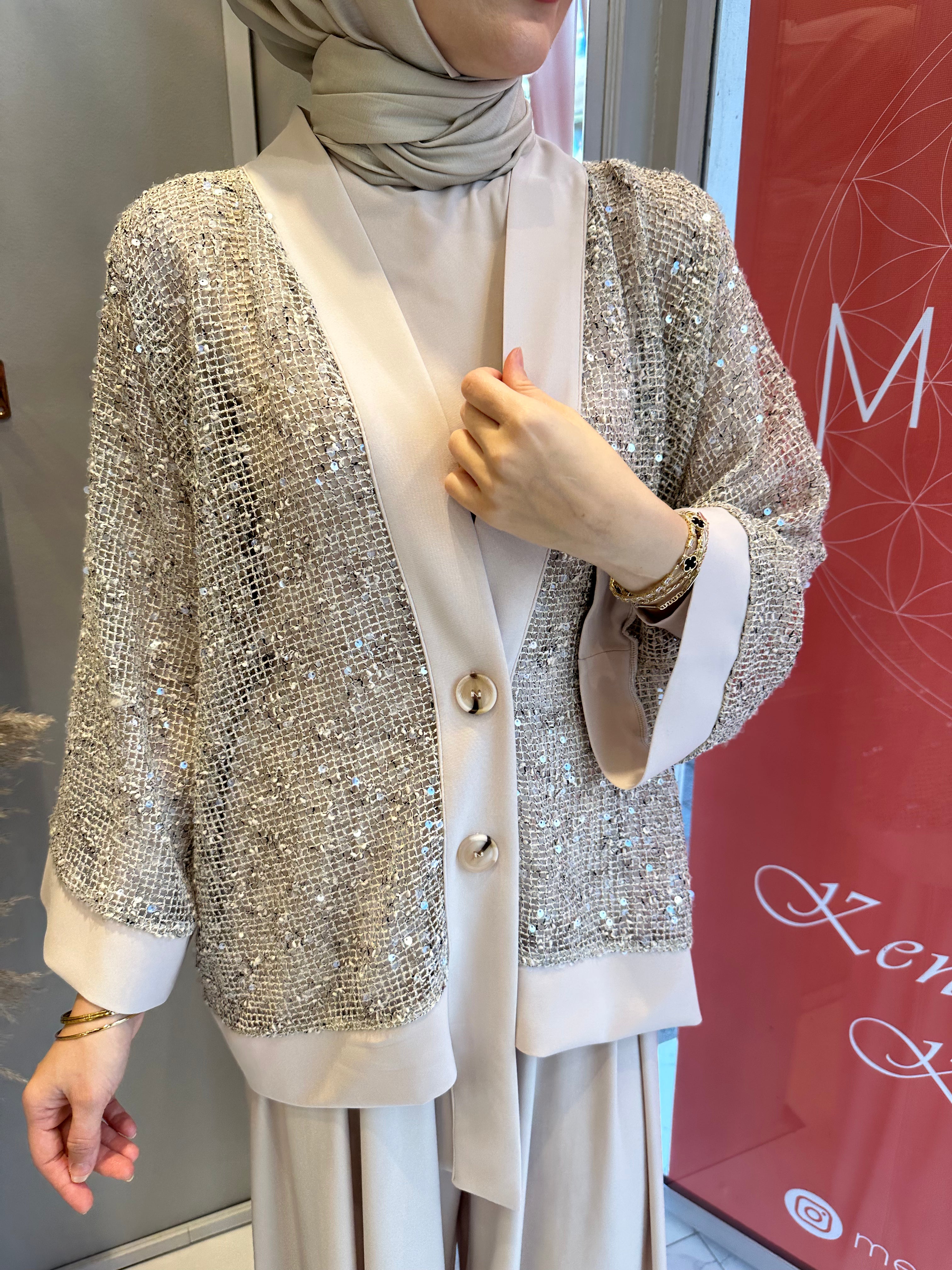 Taş Rengi Payet Takım