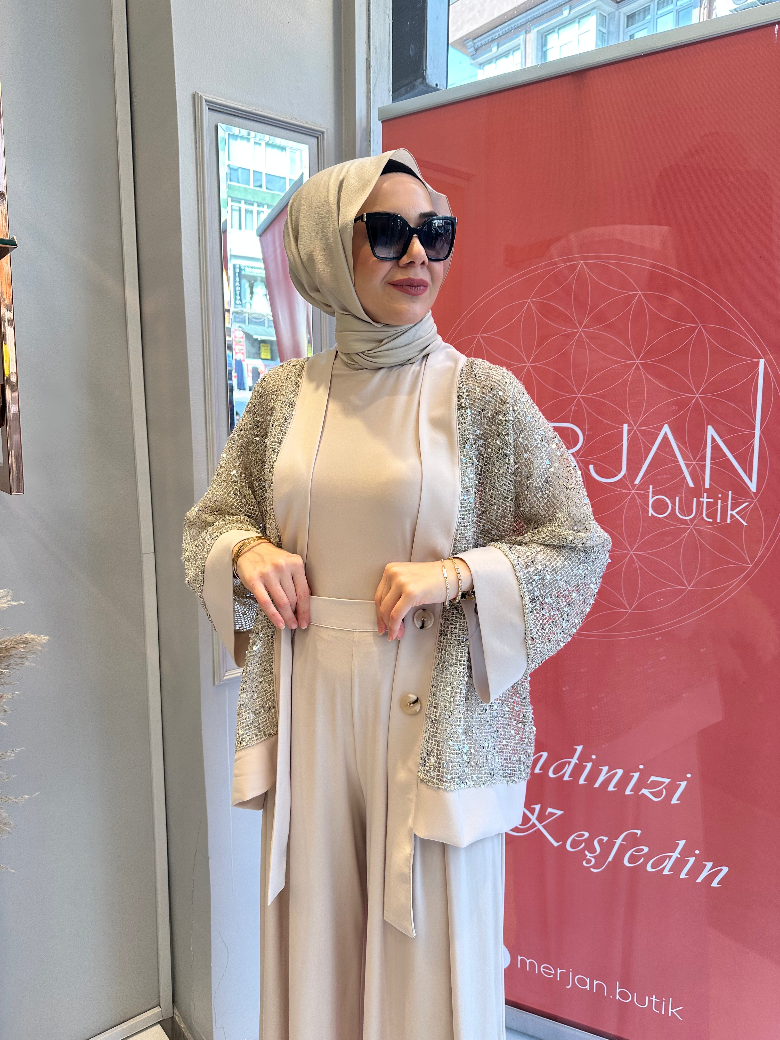 Taş Rengi Payet Takım