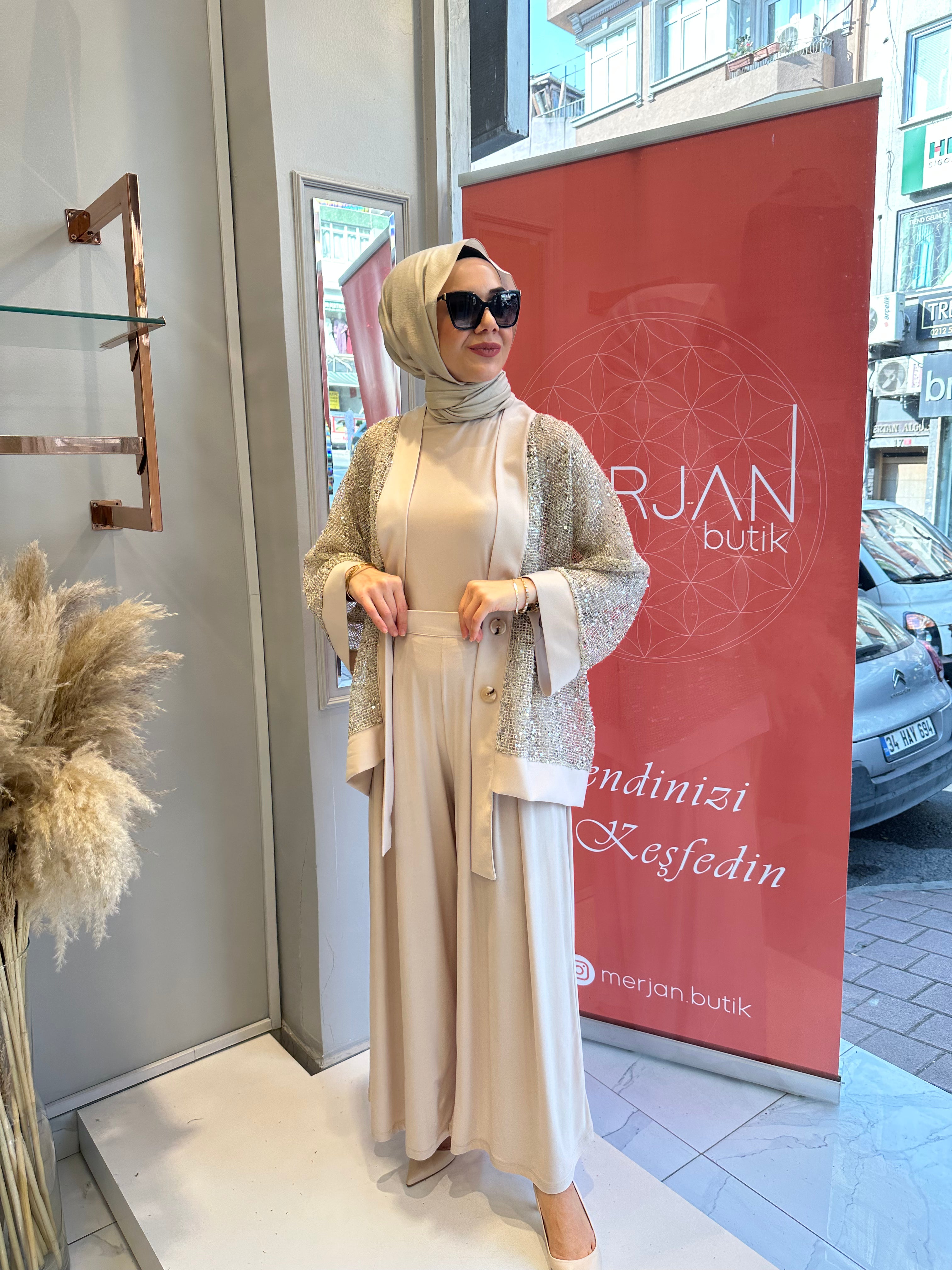 Taş Rengi Payet Takım