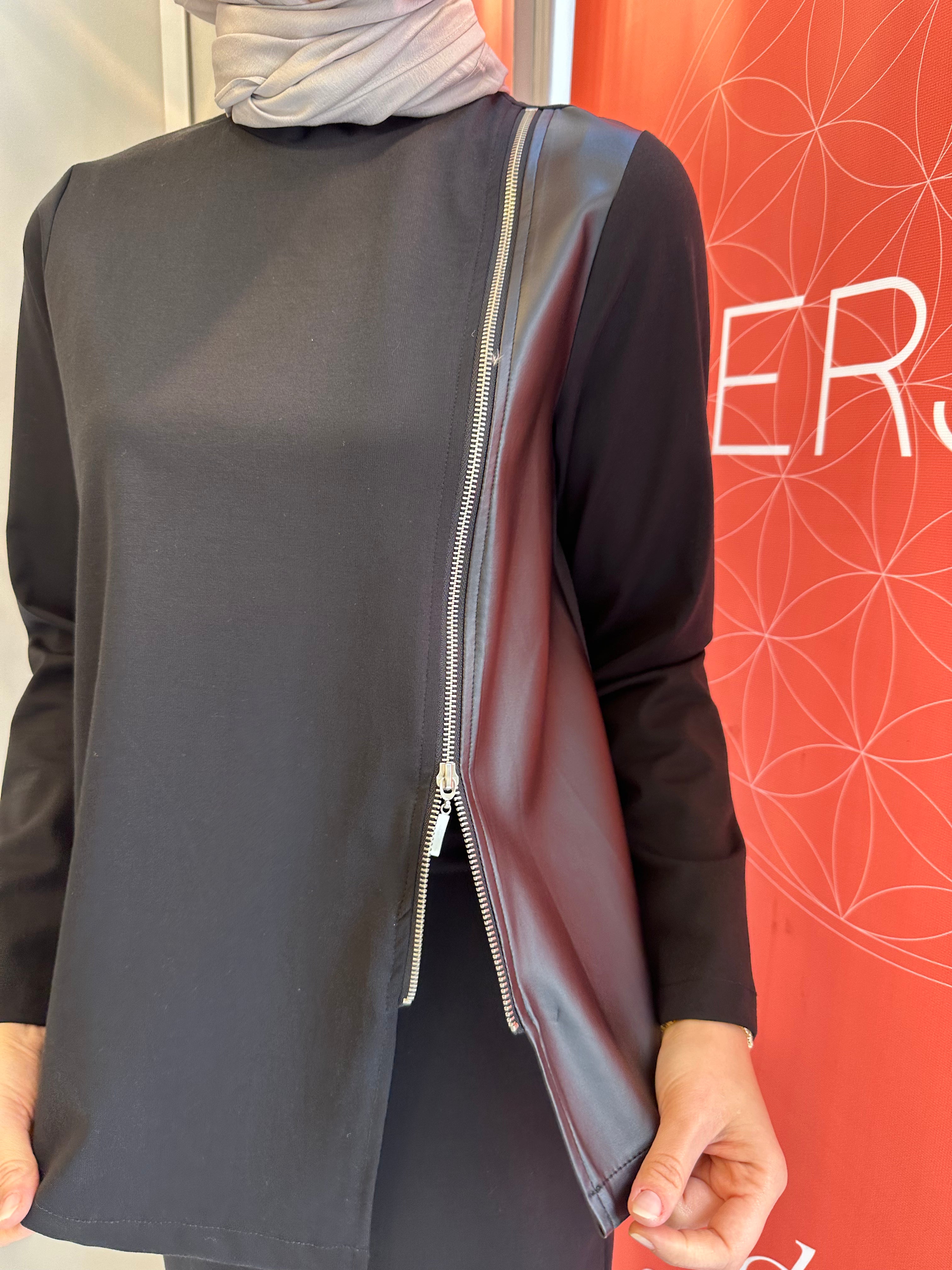 Nurcan Çetin Deri Ve Fermuar Detaylı Çelik Etekli Takım