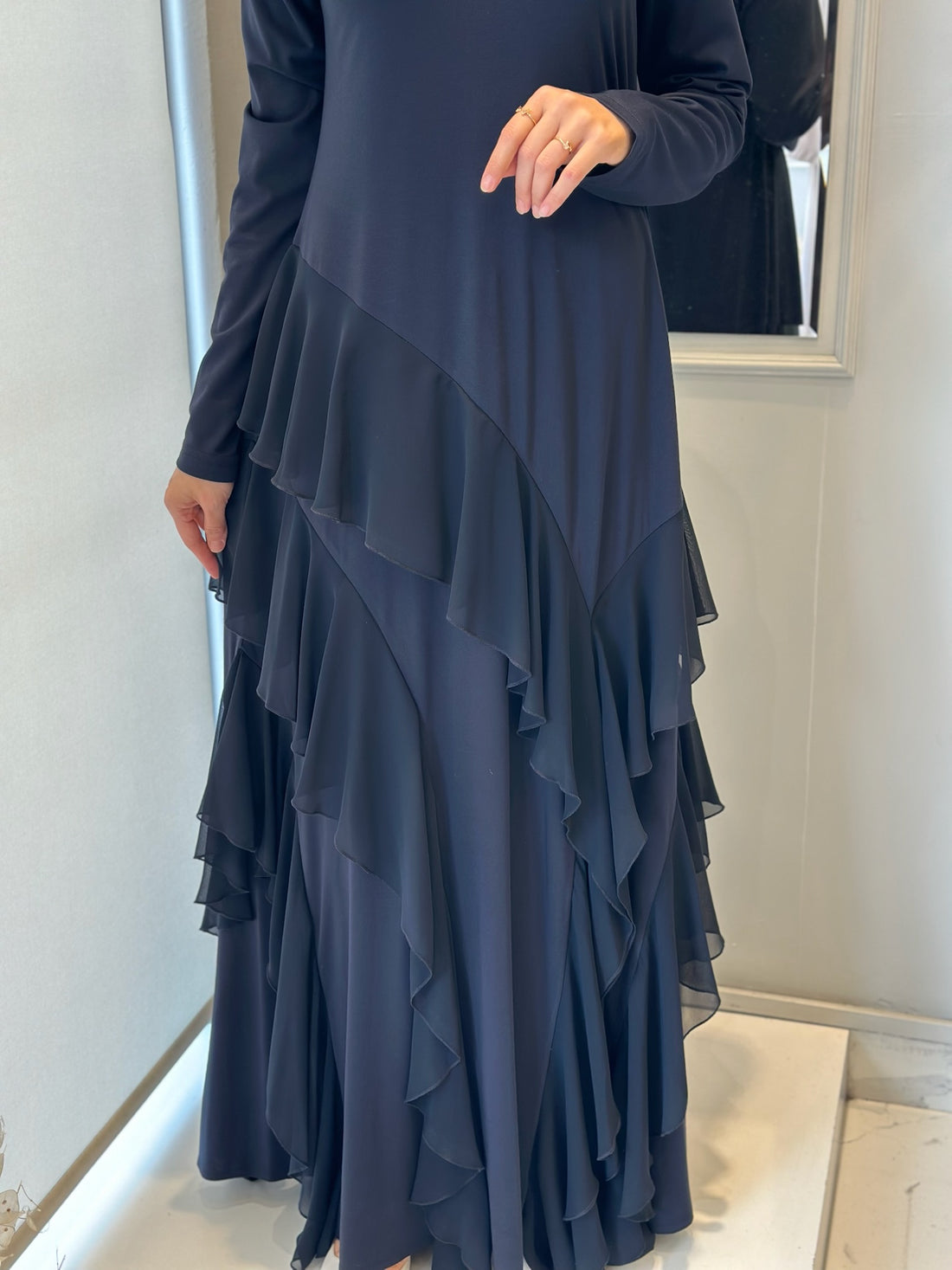 Nurcan Çetin Şifon Detaylı Bambu Elbise